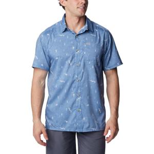 imageColumbia Mens Super Slack Tide Camp ShirtBluestone Trout N About Print