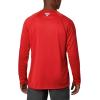 imageColumbia Mens PFG Terminal Tackle Long Sleeve ShirtRed SparkWhite Logo