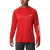 imageColumbia Mens PFG Terminal Tackle Long Sleeve ShirtRed SparkWhite Logo