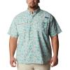 imageColumbia Mens PFG Super Bahama Short Sleeve Shirt Breathable UV ProtectionElectric Turquoise Dorado Isle Print