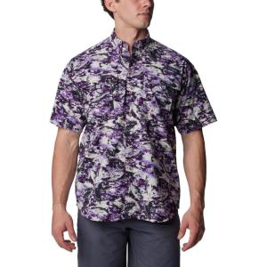 imageColumbia Mens PFG Super Bahama Short Sleeve Shirt Breathable UV ProtectionBlack Riverrun Print