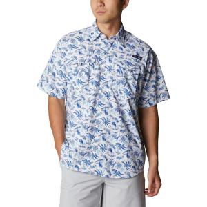 imageColumbia Mens PFG Super Bahama Short Sleeve Shirt Breathable UV ProtectionBlue Macaw Dorado Isle Print