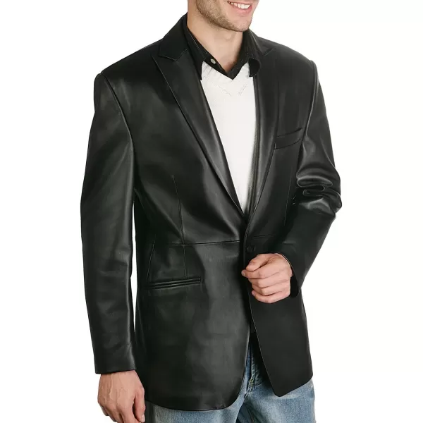 BGSD Men 1Button Tuxedo New Zealand Lambskin Leather Blazer Sport Coat Jacket Regular Big amp Tall and ShortBlack