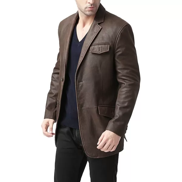 BGSD Men 2Button Distressed Leather Blazer Cowhide Sport Coat JacketBuff Dusty Brown