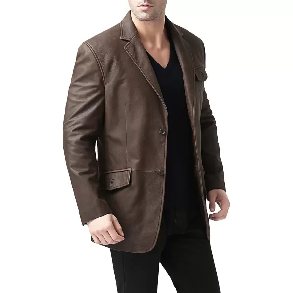 BGSD Men 2Button Distressed Leather Blazer Cowhide Sport Coat JacketBuff Dusty Brown