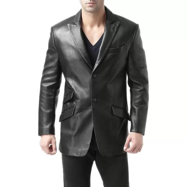 BGSD Men 2Button Lambskin Leather Blazer Sport Coat Jacket Regular Big amp Tall and ShortBlack