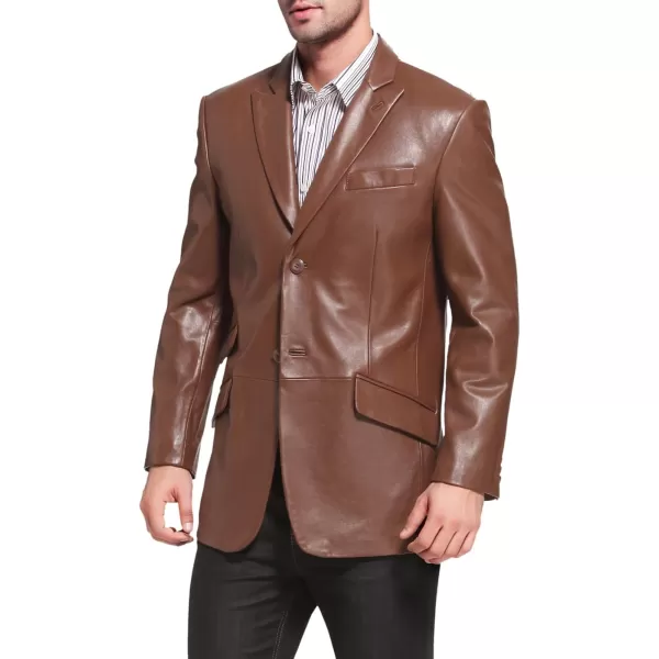 BGSD Men 2Button Lambskin Leather Blazer Sport Coat Jacket Regular Big amp Tall and ShortCognac