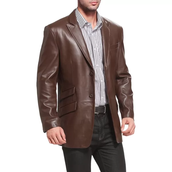 BGSD Men 2Button Lambskin Leather Blazer Sport Coat Jacket Regular Big amp Tall and ShortEspresso