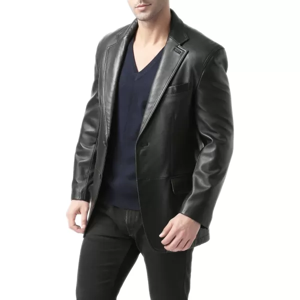 BGSD Men 2Button New Zealand Lambskin Leather Blazer Sport Coat Jacket Regular Big amp Tall and ShortBlack