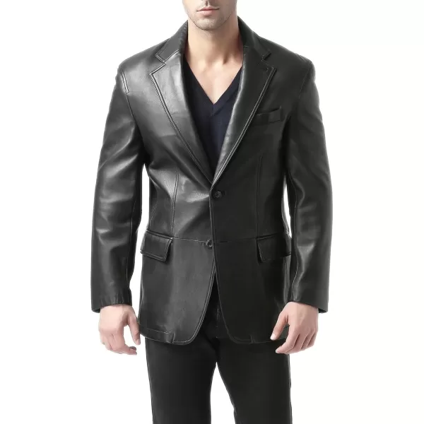 BGSD Men 2Button New Zealand Lambskin Leather Blazer Sport Coat Jacket Regular Big amp Tall and ShortBlack