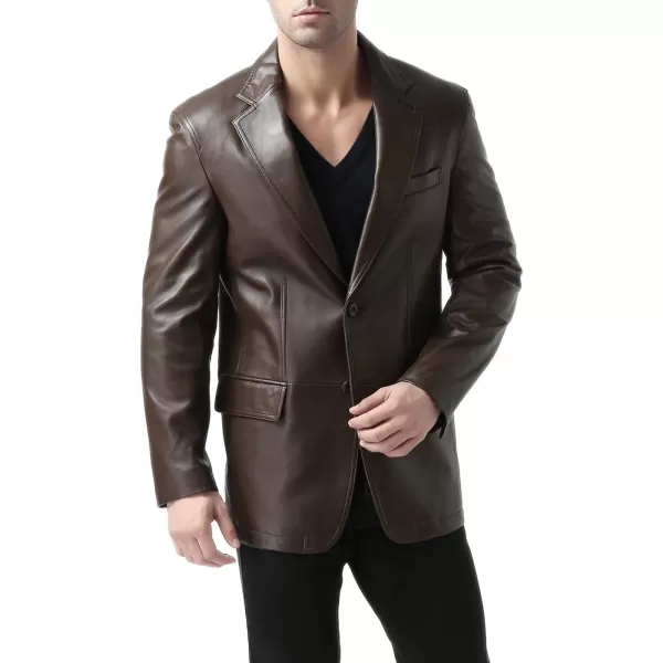 BGSD Men 2Button New Zealand Lambskin Leather Blazer Sport Coat Jacket Regular Big amp Tall and ShortEspresso