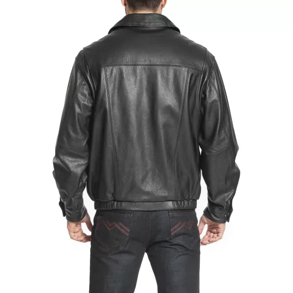 BGSD Men Aaron Classic Cowhide Leather Bomber Jacket Regular and Big amp TallBlack