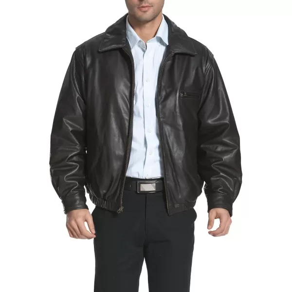 BGSD Men Aaron Classic Cowhide Leather Bomber Jacket Regular and Big amp TallBrown