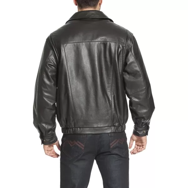 BGSD Men Aaron Classic Cowhide Leather Bomber Jacket Regular and Big amp TallBrown