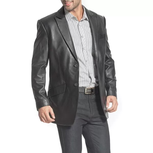 BGSD Men Ben 2Button Leather Blazer Lambskin Sport Coat Jacket Regular Big amp Tall and ShortBlack