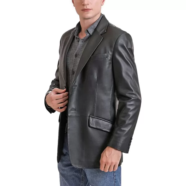 BGSD Men Benji 2Button Leather Blazer Lambskin Sport Coat Jacket Regular Big amp Tall and ShortBlack