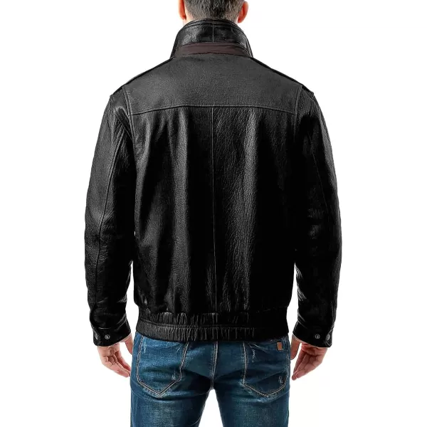 BGSD Men Brandon New Zealand Lambskin Leather Bomber JacketBlack