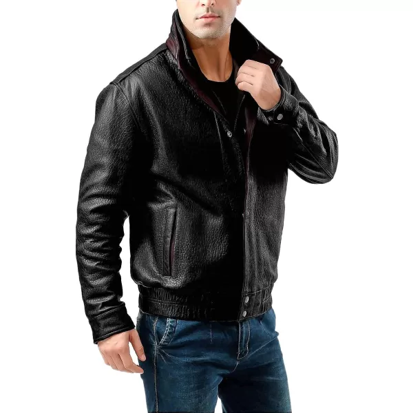 BGSD Men Brandon New Zealand Lambskin Leather Bomber JacketBlack