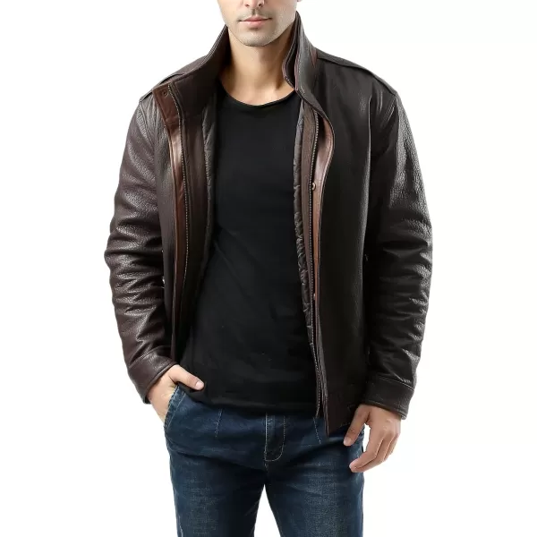 BGSD Men Brandon New Zealand Lambskin Leather Bomber JacketDark Brown