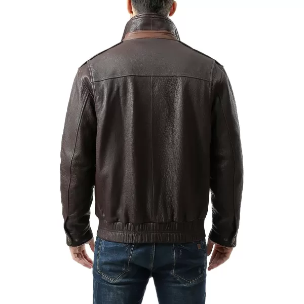 BGSD Men Brandon New Zealand Lambskin Leather Bomber JacketDark Brown