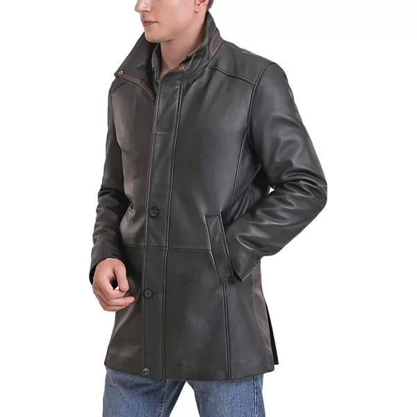 BGSD Men Byron New Zealand Lambskin Leather Car CoatBlack