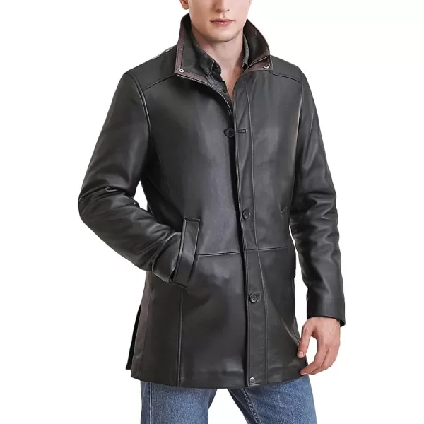 BGSD Men Byron New Zealand Lambskin Leather Car CoatBlack