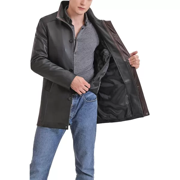 BGSD Men Byron New Zealand Lambskin Leather Car CoatBlack