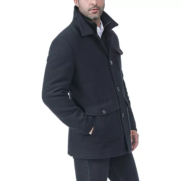 BGSD Men Calvin Wool Blend Car Coat with Removable Bib  Regular and Big amp TallBlack