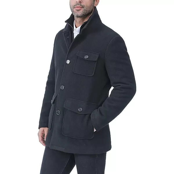 BGSD Men Calvin Wool Blend Car Coat with Removable Bib  Regular and Big amp TallBlack