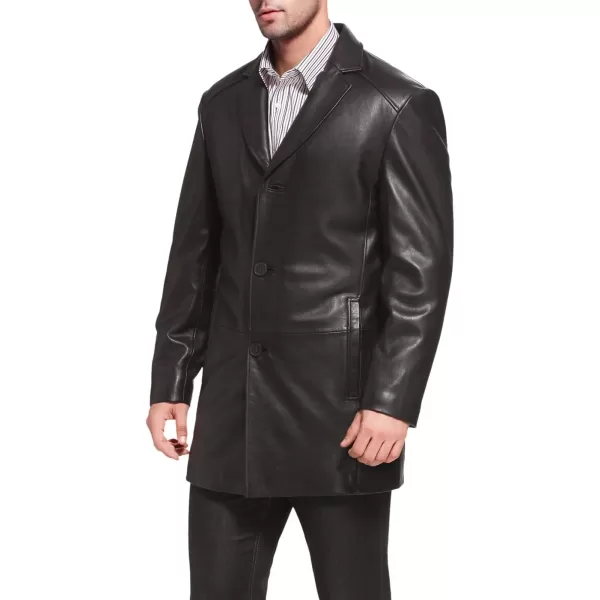 BGSD Men Carter 3Button New Zealand Lambskin Leather Car Coat Regular Big amp Tall and ShortBlack