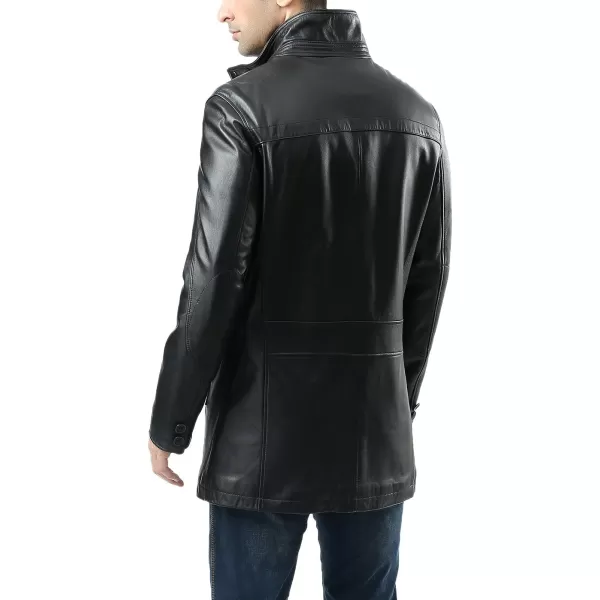 BGSD Men Chad New Zealand Lambskin Leather Car CoatBlack