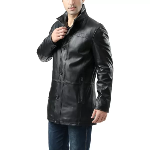 BGSD Men Chad New Zealand Lambskin Leather Car CoatBlack