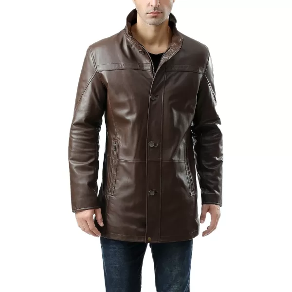 BGSD Men Chad New Zealand Lambskin Leather Car CoatEspresso