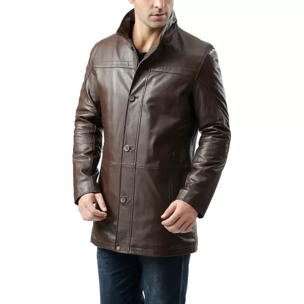 BGSD Men Chad New Zealand Lambskin Leather Car CoatEspresso