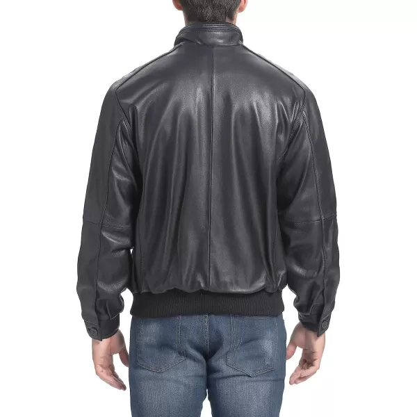 BGSD Men City Lambskin Leather Bomber Jacket Regular and Big amp TallBlack