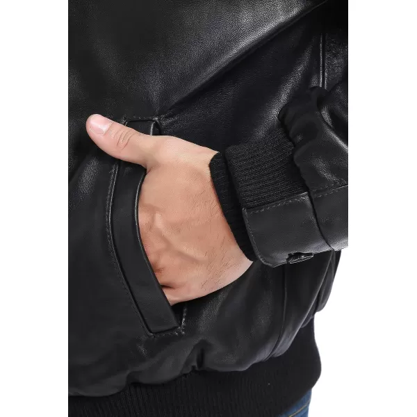 BGSD Men City Lambskin Leather Bomber Jacket Regular and Big amp TallBlack