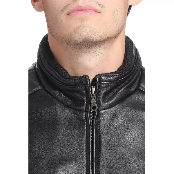 BGSD Men City Lambskin Leather Bomber Jacket Regular and Big amp TallBlack