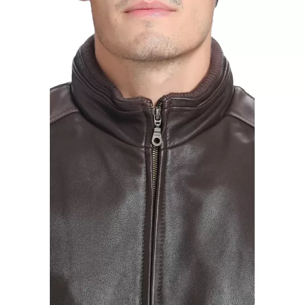 BGSD Men City Lambskin Leather Bomber Jacket Regular and Big amp TallChocolate