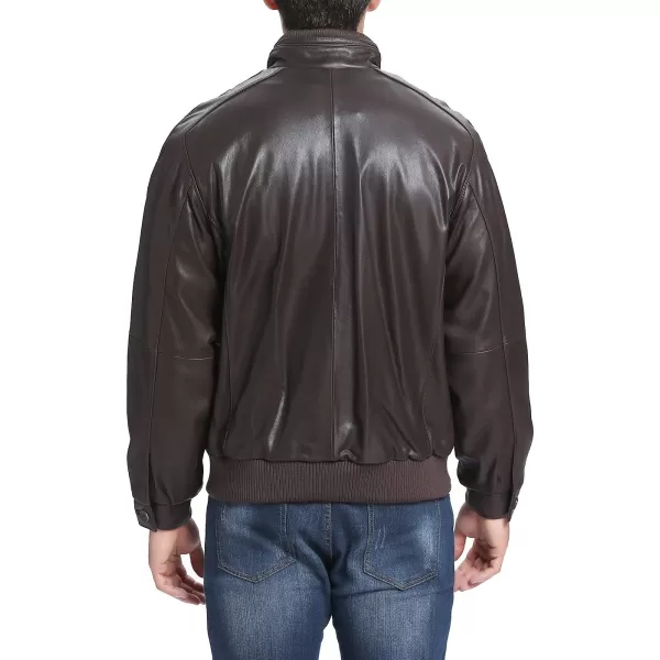 BGSD Men City Lambskin Leather Bomber Jacket Regular and Big amp TallChocolate