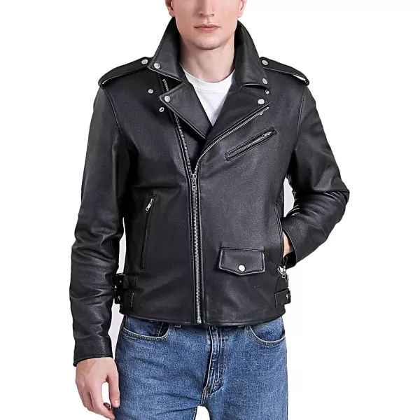 BGSD Men City Leather Motorcycle Jacket Regular and Big amp TallBlack