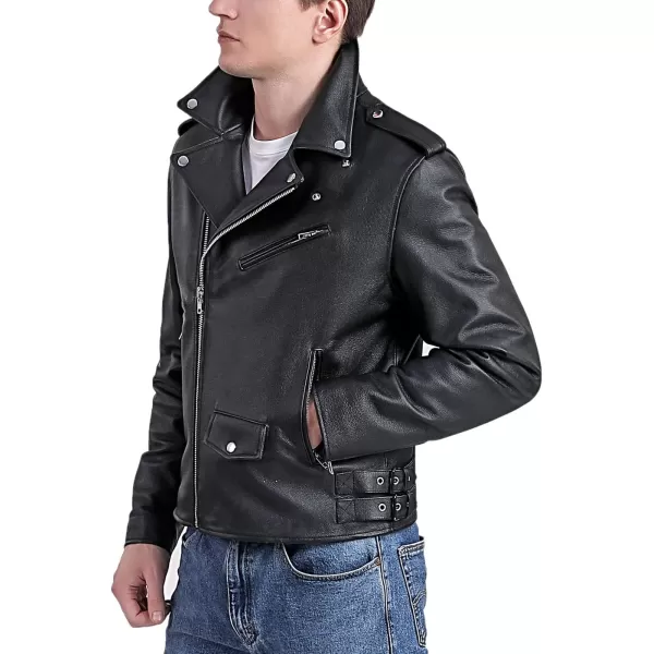 BGSD Men City Leather Motorcycle Jacket Regular and Big amp TallBlack