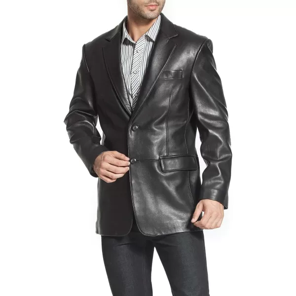 BGSD Men Classic 2Button New Zealand Lambskin Leather Blazer Sport Coat Jacket Regular Big amp Tall and ShortBlack