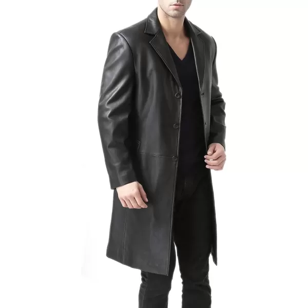 BGSD Men Classic Leather Long Walking Coat Regular Big amp Tall and ShortBlack