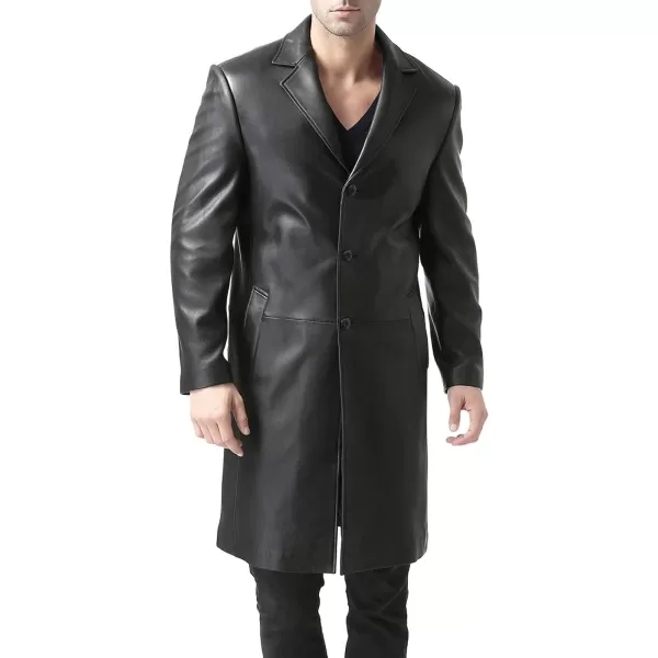 BGSD Men Classic Leather Long Walking Coat Regular Big amp Tall and ShortBlack