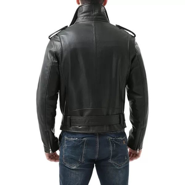 BGSD Men Classic Leather Motorcycle Jacket Regular and Big amp TallBlack