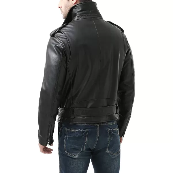 BGSD Men Classic Leather Motorcycle Jacket Regular and Big amp TallBlack