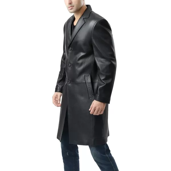 BGSD Men Classic New Zealand Lambskin Leather Long Walking Coat Regular Big amp Tall and ShortBlack