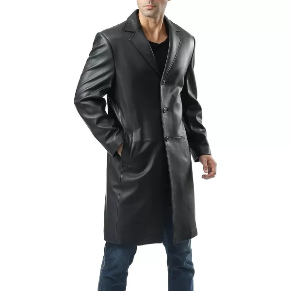 BGSD Men Classic New Zealand Lambskin Leather Long Walking Coat Regular Big amp Tall and ShortBlack