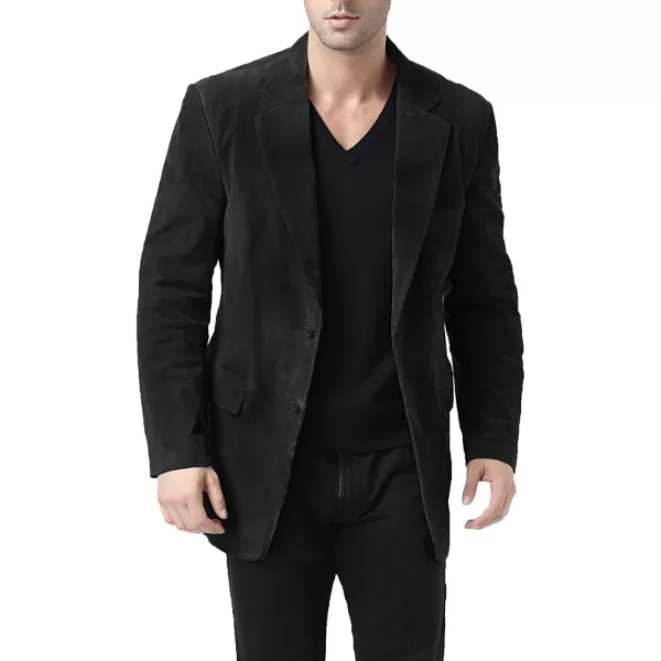 BGSD Men Cliff 2Button Leather Blazer Suede Sport Coat Jacket Regular Big amp Tall and ShortBlack