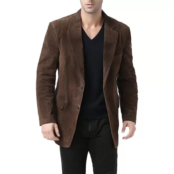 BGSD Men Cliff 2Button Leather Blazer Suede Sport Coat Jacket Regular Big amp Tall and ShortBrown